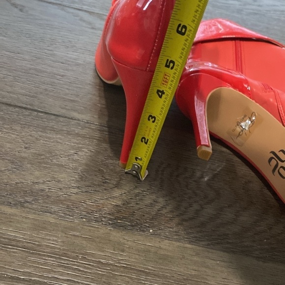 NWT BURJU Under The Influence Open Toe Lace Up Buckle Ankle Boots | Red 11 - Picture 8 of 9